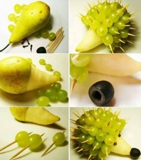 formas de puercoespín con frutas